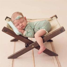 img 2 attached to 👶 CVERY Newborn Baby Photo Props Chair: Portable Wooden Cot for Durable Baby Photography Shoots