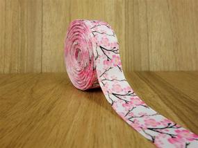 img 1 attached to 🌸 Flower Printed Grosgrain Ribbon (Cherry Blossom) - 7/8" width, 10 Yards