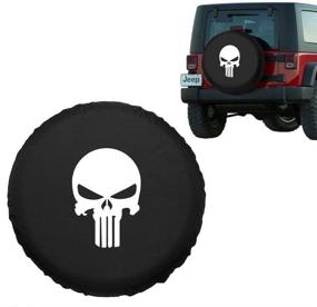 img 3 attached to 🚗 Minisoo Spare Tire Cover: Waterproof Sun Protectors with White Skull Logo - Ideal for Jeep, Trailer, RV, SUV, Camper & Truck (14", 23.6"-27.1" Diameter)