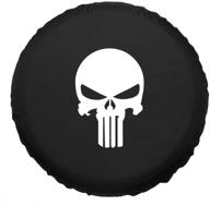 🚗 minisoo spare tire cover: waterproof sun protectors with white skull logo - ideal for jeep, trailer, rv, suv, camper & truck (14", 23.6"-27.1" diameter) logo