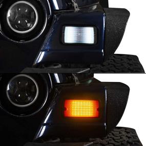 img 2 attached to 🚦 Hooke Road Front LED Turn Signals: High-Quality DRLs for Jeep Wrangler TJ 97-06