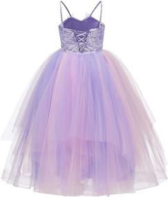 img 2 attached to 🌈 Lace Tulle Rainbow Flower Girls Dress with Spaghetti Straps for Birthday Party Princess Ball Gowns