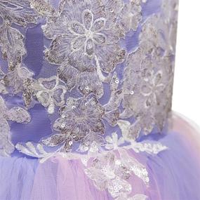 img 1 attached to 🌈 Lace Tulle Rainbow Flower Girls Dress with Spaghetti Straps for Birthday Party Princess Ball Gowns