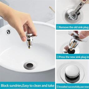 img 2 attached to 🚿 Enhanced Universal Bathroom Sink Stopper - Perfect for 1.1-1.49 inch Drain Hole - Sink Drain Strainer and Pop Up Drain Stopper Combo for Effective Bathroom Sink Drainage