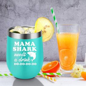 img 2 attached to Mom Gifts - Mama Shark Needs a Drink Wine Tumbler - Funny Birthday and Christmas Gifts for Mom - Daughter and Son Presents - Coolife Mommy Shark, New Mom, Pregnant Mom, Wife Gifts- Cup