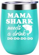 mom gifts - mama shark needs a drink wine tumbler - funny birthday and christmas gifts for mom - daughter and son presents - coolife mommy shark, new mom, pregnant mom, wife gifts- cup logo