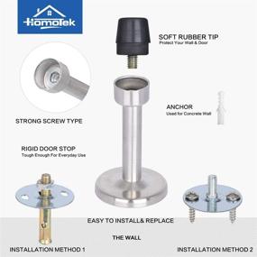 img 3 attached to 🚪 HOMOTEK 8-пакетная жесткая дверная остановка - тяжеловесный дверной стопор с мягким резиновым наконечником - нержавеющая сталь - защита стены и двери - чёрная нержавеющая сталь.