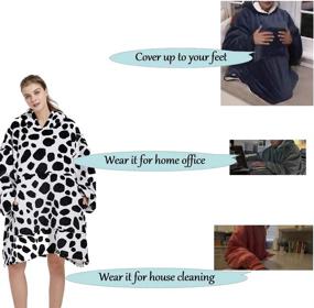 img 1 attached to 🐄 Super Cozy Oversized Blanket Hoodie for Adults Women Men - Soft Sherpa Plush Sweatshirt Blanket, One Size Fits All Thick Flannel with Front Pocket - Cow Pattern