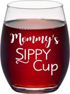 🍷 mommy's sippy cup wine glass - stemless wine glass 15oz for mom - perfect christmas, birthday, and mother's day gifts for women, mom, wife, new mom, mom-to-be - gifts from daughter or son логотип