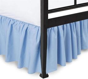 img 4 attached to Light Blue Queen Size Bed Skirt with 21 Inch Drop 🛏️ - Split Corners Design for Full Coverage - Soft Sheen and Luxurious Look