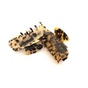 img 1 attached to Leopard Print Hair Claw Banana Clips Set for Women Girls - Hcimooy 2PCS Acrylic French Design Tortoise Barrettes