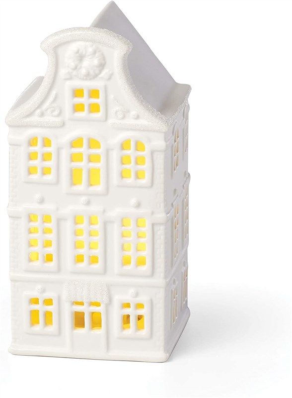 lenox light up wreath decorated house figurine 로고