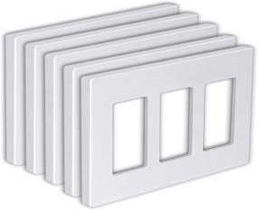 img 4 attached to BESTTEN 3-Gang Screwless Wall Plate, USWP6 Snow White Series, Decorator Outlet Cover, H4.69” x W6.54”, Light Switch, Dimmer, GFCI, USB Receptacle [5 Pack]