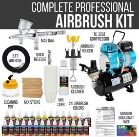 img 3 attached to Optimized Master Airbrush Cool Runner II Dual Fan Air Storage Tank Compressor System Kit with G44 Fine Detail Control 0.2mm Tip Airbrush, 24-Color Acrylic Paint Artist Set, Holders, Cleaning Pot, How-To Guide