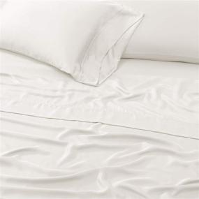 img 1 attached to 🛏️ Valeron Tencel Modal Sateen Beech Tree Fiber Sheet Set - 100% Luxuriously Soft, Breathable, and Cooling - Queen Size - White