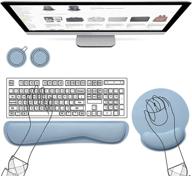 🖱️ atailorbird mouse pad with wrist support and keyboard wrist rest - durable comfortable 2 set for laptop office gaming working online study - non-slip base - includes 2 free pu & cork coasters - blue logo