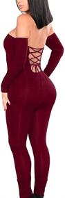 img 2 attached to GOBLES Women Shoulder Backless Jumpsuit Women's Clothing