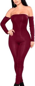 img 4 attached to GOBLES Women Shoulder Backless Jumpsuit Women's Clothing