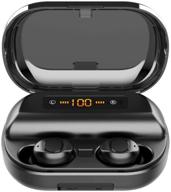 🎧 graphene bass wireless earbuds, bluetooth 5.0 hi-fi headphones with led charging case - 4000mah, ipx7 waterproof, tws in-ear headset, 380h playtime, binaural stereo sound, noise-canceling with mic logo