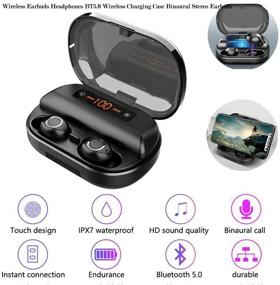 img 2 attached to 🎧 Graphene Bass Wireless Earbuds, Bluetooth 5.0 Hi-Fi Headphones with LED Charging Case - 4000mAh, IPX7 Waterproof, TWS In-Ear Headset, 380H Playtime, Binaural Stereo Sound, Noise-Canceling with Mic