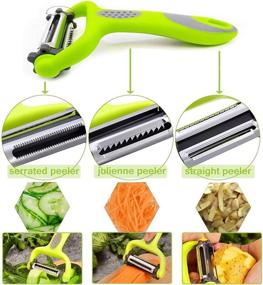 img 1 attached to 🥕 Professional Stainless Steel Vegetable Peelers Set of 3 - Ideal for Potatoes, Apples, Carrots, Cucumbers, and More - Non-Slip Kitchen Gadgets for Efficient Peeling of Vegetables and Fruits