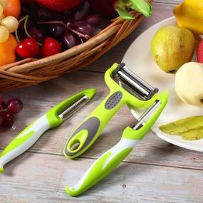 img 3 attached to 🥕 Professional Stainless Steel Vegetable Peelers Set of 3 - Ideal for Potatoes, Apples, Carrots, Cucumbers, and More - Non-Slip Kitchen Gadgets for Efficient Peeling of Vegetables and Fruits