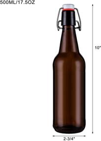 img 3 attached to 🍺 Jucoan 10 Pack Amber Glass Beer Bottles,16 oz Swing Top Bottles for Brewing Beer, Kombucha, Wine, and More