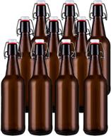 🍺 jucoan 10 pack amber glass beer bottles,16 oz swing top bottles for brewing beer, kombucha, wine, and more logo