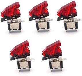 img 2 attached to 🏎️ Antrader Car Racing Red LED On/Off Aircraft Type SPST Toggle Rocker Switch Control Flip Cover 12V 20A - Pack of 5: Enhance Your Vehicle's Performance with These High-Quality Switches