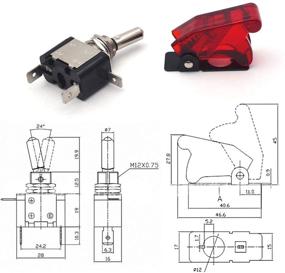 img 1 attached to 🏎️ Antrader Car Racing Red LED On/Off Aircraft Type SPST Toggle Rocker Switch Control Flip Cover 12V 20A - Pack of 5: Enhance Your Vehicle's Performance with These High-Quality Switches