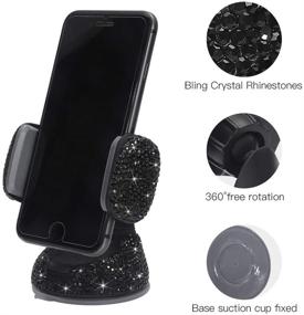 img 3 attached to Savori Bling Car Phone Mount: Rhinestone Crystal Interior Decor Universal Cell Holder for Dashboard, Windshield, and Air Vent (Black)