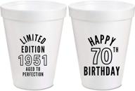 happy 70th birthday styrofoam cups logo