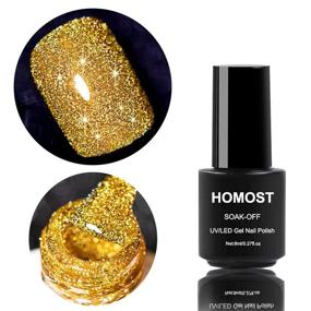 img 2 attached to 💅 HOMOST Glitter Diamond Gel Nail Polish Set: Sparkling Christmas Nail Polish Kit with Reflective Gold, Green, Red, and Silver Shades