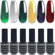 💅 homost glitter diamond gel nail polish set: sparkling christmas nail polish kit with reflective gold, green, red, and silver shades logo