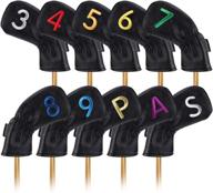 🏌️ craftsman golf 10pcs/set black iron headcover head cover set with large colorful numbers for both right and left handed golfers (3, 4, 5, 6, 7, 8, 9, p, a, s) logo