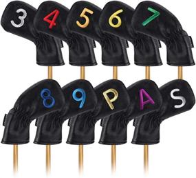 img 4 attached to 🏌️ Craftsman Golf 10pcs/Set Black Iron Headcover Head Cover Set with Large Colorful Numbers for Both Right and Left Handed Golfers (3, 4, 5, 6, 7, 8, 9, P, A, S)