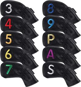 img 3 attached to 🏌️ Craftsman Golf 10pcs/Set Black Iron Headcover Head Cover Set with Large Colorful Numbers for Both Right and Left Handed Golfers (3, 4, 5, 6, 7, 8, 9, P, A, S)