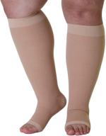 🧦 usa made - extra wide calf xxl compression socks - firm support knee-highs - open toe - 20-30mmhg – women's 2xl compression stockings - men's support socks logo