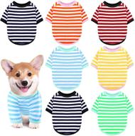 🐾 uratot 7 pieces multi-colored striped dog t-shirt – breathable pet outfits for small, medium, large dogs and cats логотип