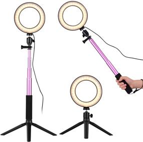 img 3 attached to 🔆 Andoer 6 Inch LED Ring Light with Tripod Stand - Perfect for YouTube Videos, Makeup, Vlogging - Dimmable 3 Light Modes & 11 Brightness Levels - 360° Rotary USB Camera Light