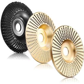 img 4 attached to 🪚 Versatile Wood Shaping Wheel for Angle Grinders - 3 Piece Set - 4 Inch Grinder Disc - 5/8 Inch Inner Diameter - Gold and Black