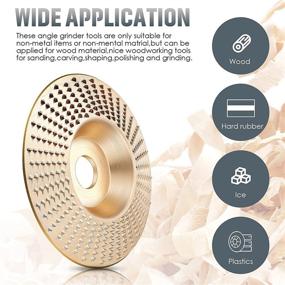 img 1 attached to 🪚 Versatile Wood Shaping Wheel for Angle Grinders - 3 Piece Set - 4 Inch Grinder Disc - 5/8 Inch Inner Diameter - Gold and Black