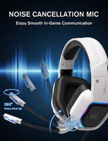 img 2 attached to 🎧 ZIUMIER Z30 White Gaming Headset: PS4, PS5, Xbox One, PC | Wired Over-Ear Headphone with Noise Isolation Mic, RGB LED Lights, Bass Surround Sound