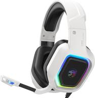 🎧 ziumier z30 white gaming headset: ps4, ps5, xbox one, pc | wired over-ear headphone with noise isolation mic, rgb led lights, bass surround sound logo