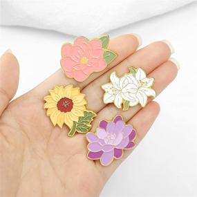 img 1 attached to Colorful Enamel Flower Brooch Set: 5 Pcs Lapel Badges, Pins for Bag or Clothes - Stylish Gift for Women & Girls