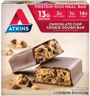 🍫 atkins protein-rich meal bar, chocolate chip cookie dough, keto friendly, 5 count (pack of 6): satisfying protein bars for keto dieters! logo