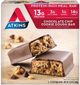 img 3 attached to 🍫 Atkins Protein-Rich Meal Bar, Chocolate Chip Cookie Dough, Keto Friendly, 5 Count (Pack of 6): Satisfying Protein Bars for Keto Dieters!