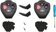 enhanced replacement key fob cover shell toyota 2008-2013 avalon / 2007-2011 camry / 2008-2013 corolla / 2009-2014 venza keyless entry remote car key case + screwdriver (2-pack) logo