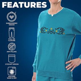 img 3 attached to 👗 Stylish Embroidered Fleece Sweatsuit Set for Women by Pembrook: A Perfect Blend of Fashion and Comfort