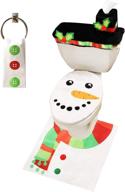 🎅 enhance your holiday spirit with joyin 5-piece christmas snowman bathroom decoration set - festive toilet seat cover, rugs, tank cover, toilet paper box cover, and santa towel for xmas indoor décor and party favors! logo